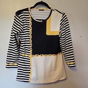 J McLaughlin Nautical Chain Link Stretch Top M